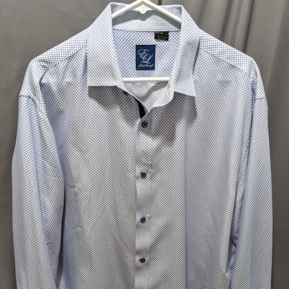 English Laundry Dress Shirt White Blue